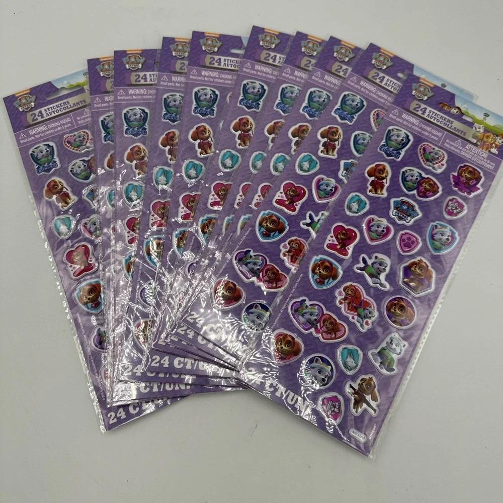 Lot of‎ 10 Sheets of 24 Paw Patrol Puffy Stickers Party Favor Pink Skye Everest